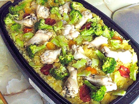 ホットプレートで!手羽元のパエリア